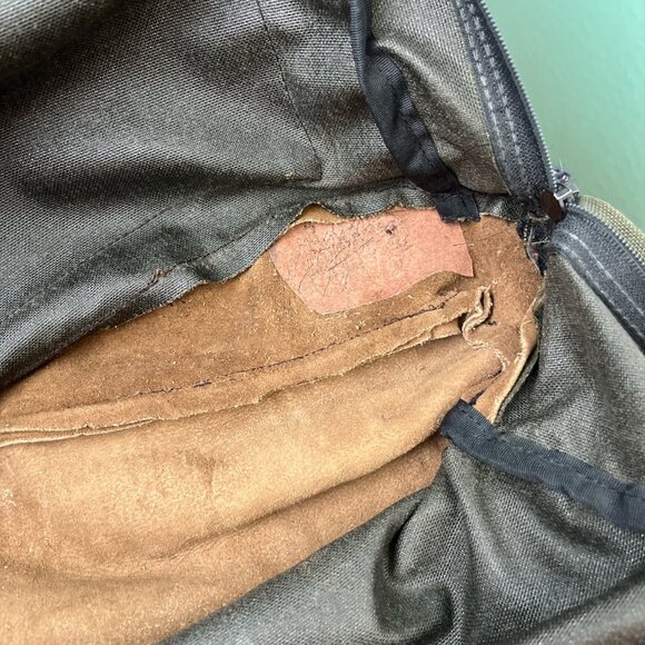 Vintage JanSport Suede Bottom Classic Backpack Olive & Brown Canvas READ - Picture 7 of 9